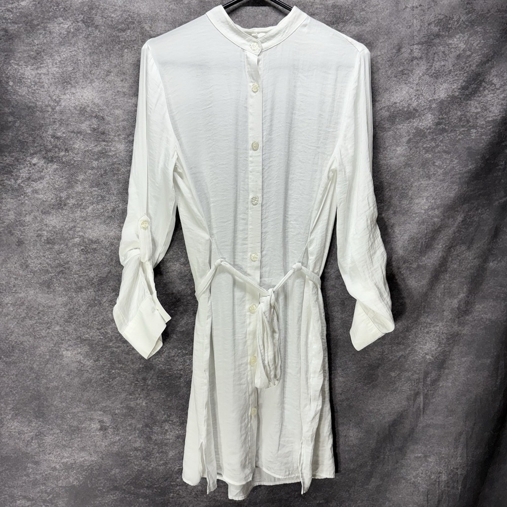 Summersalt Button Front Shirt Dress Women's Size M White Beachy Coastal Belted